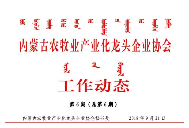 內蒙古農牧業(yè)產(chǎn)業(yè)化龍頭企業(yè)協(xié)會工作動態(tài)第6期（總第6期）